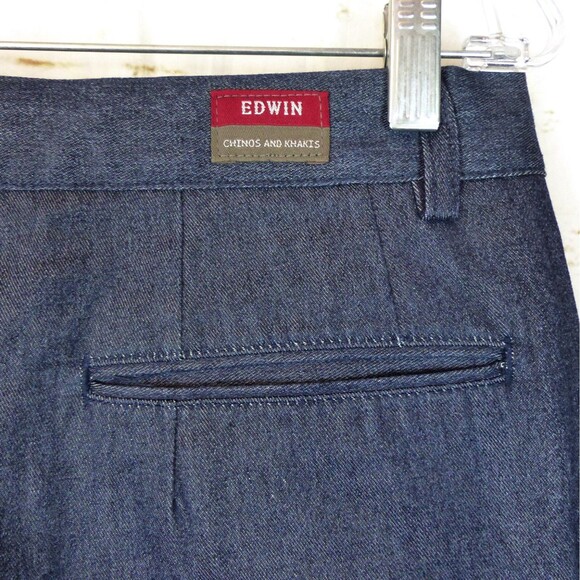 Edwin Jeans Men 33 (30X31) Blue Wide Leg Relaxed Pleated Chino Trouser Y2K Japan - Picture 11 of 13